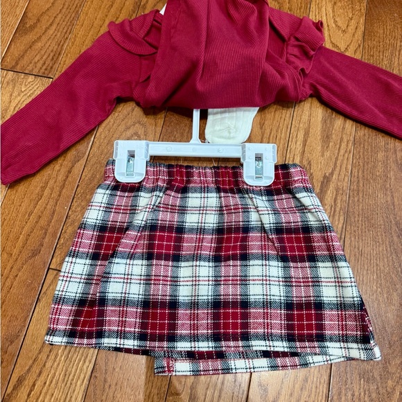 Nicole Miller- Charming Red Bodysuit with Plaid Skirt (18 Month) NWT - Picture 2 of 3